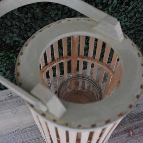 Round green wooden lantern